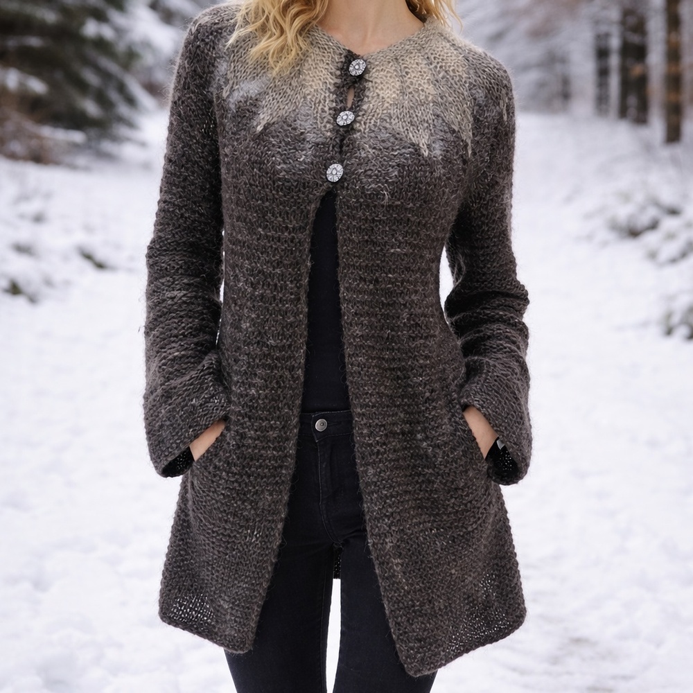 Vintage Irish Mohair Sweater Cardigan‎ – Handmade in Ireland (Size M–L)
